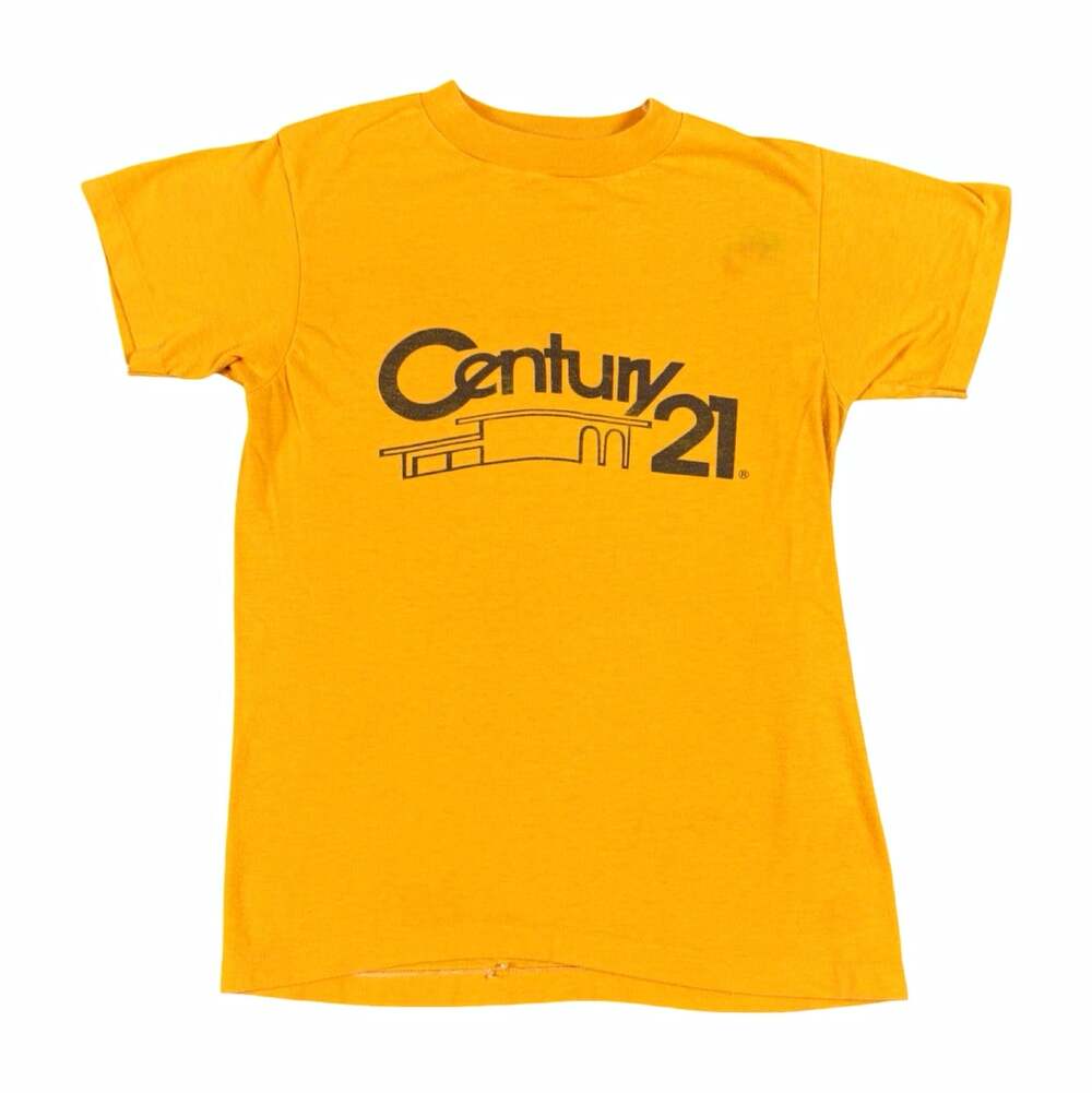 Vintage Single Stitch 1970s Century 21 Graphic Logo Crewneck T-Shirt L 14-16